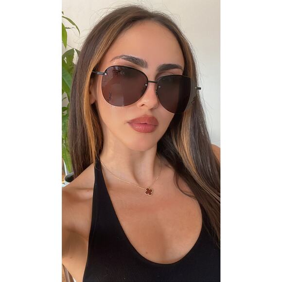 NEW Saint Laurent SL328/K. Metal Rimless Sunglasses in Black